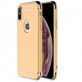 Husa iPhone X 3in1 Auriu, Carcasa Protectie Completa, Anti-soc, PC, Bumper Cromat, Subtire, Anti-zgarieturi