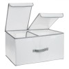 Cutie Depozitare Albă 50x30x27 cm, Capac Dublu, Separator, PVC+Poliester, Organizare Haine, Cărți, CD-uri, Ușor de Montat