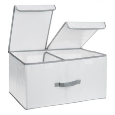 Cutie Depozitare, Model Alb, Dimensiuni 50x30x27 cm, Capac Dublu, Separator Detasabil