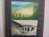 R.P.R. - BICAZ - 2 VEDERI CU BARAJUL HIDROCENTRALEI ( V.I. LENIN) + VIADUCTUL DE LA POIANA TEIULUI - CIRCULATE , TIMBRATE -