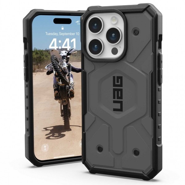 Husa MagSafe pentru Apple iPhone 15 Pro Max, Urban Armor Gear, Pathfinder, Argintie
