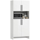 HOMCOM Dulap de Bucătărie, Dulap de Depozitare pentru Bucătărie, Living, Sufragerie, Dulap, Rafturi, Suport cuptor cu Microunde, Spăn, Alb | Aosom Rom