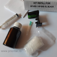 Kit refill negru incarcare cartuse HP-650 CZ101-AE HP650 HP-650XL