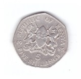 Moneda Kenya 5 shillings 1985, stare relativ buna, curata, Africa, Cupru-Nichel