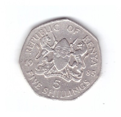 Moneda Kenya 5 shillings 1985, stare relativ buna, curata foto