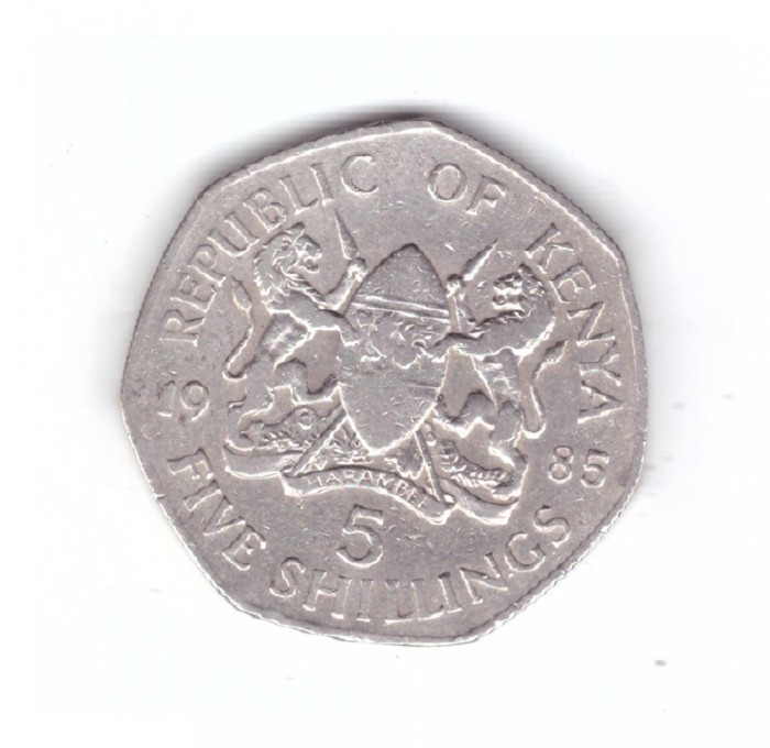 Moneda Kenya 5 shillings 1985, stare relativ buna, curata