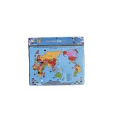 Puzzle magnetic cu harta lumii, joc educativ, animale, 35 piese, Multicolor