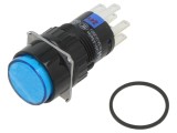 Comutator acţionat prin apăsare, SPDT x2, IP65, LED albastru
