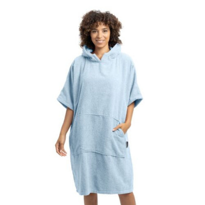 Poncho de baie unisex Homelevel, S-M, Albastru, Bumbac organic, 54881.23.19 foto