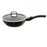 Tigaie din aluminiu marmorat cu capac, 24 CM, Black Silver, Berlinger Haus