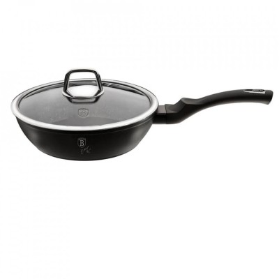 Tigaie din aluminiu marmorat cu capac, 24 CM, Black Silver, Berlinger Haus foto