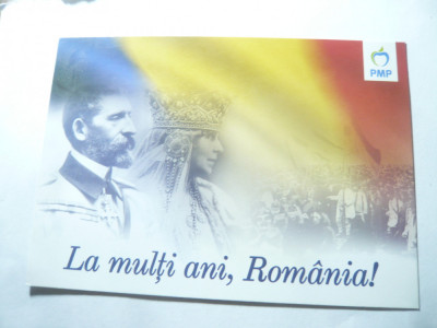 Ilustrata Reclama Politica Electorala PMP cu Regele Ferdinand si Regina Maria foto
