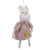 Cumpara ieftin Set 3 Iepurasi decorativi Paste textil roz alb 6x3x13 cm
