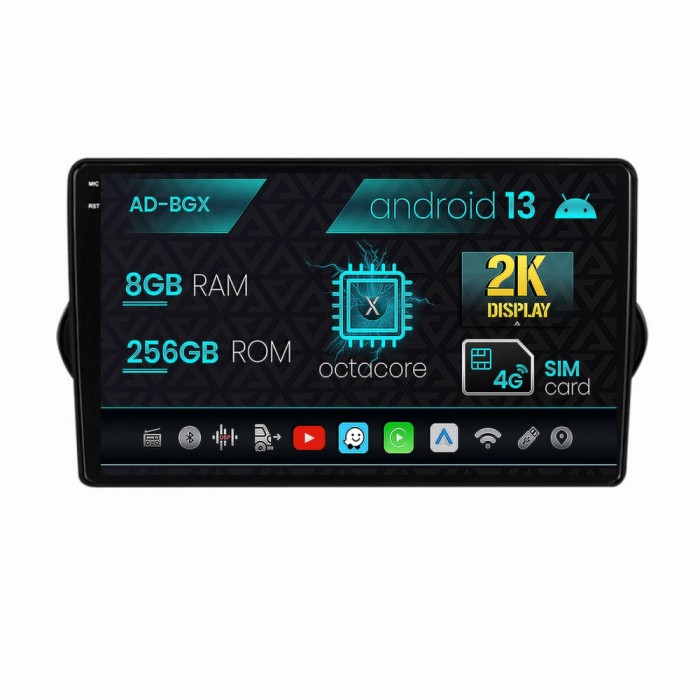 Navigatie Fiat Tipo (2015-2021), Android 13, X-Octacore 8GB RAM + 256GB ROM, 9.5 Inch - AD-BGX9008+AD-BGRKIT360