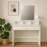 Masa de toaleta cu oglinda si 2 sertare, 80x40x140 cm, alb Household NewTrend