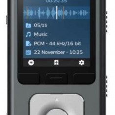 Reportofon Philips DVT6110, 3 microfoane, 8 GB, slot MicroSD 32GB, LCD 2'', 1000 mAh, aplicatie smartphone, WI-FI (Negru/Gri)