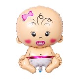 Balon din folie metalizata, flippy, figurina fetita, tema botez, 73x48 cm, ambalaj individual, pai inclus, umflare cu aer sau heliu, roz