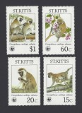 ST KITTS 1986 WWF FAUNA PROTEJATA MAIMUTE COTA MICHEL 35 EURO, Nestampilat