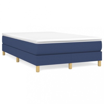 vidaXL Pat box spring cu saltea, albastru, 120x190 cm, material textil foto