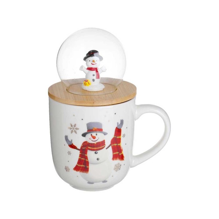 Cana de Craciun, Om de zapada, glob de sticla, capac bambus, 500 ml