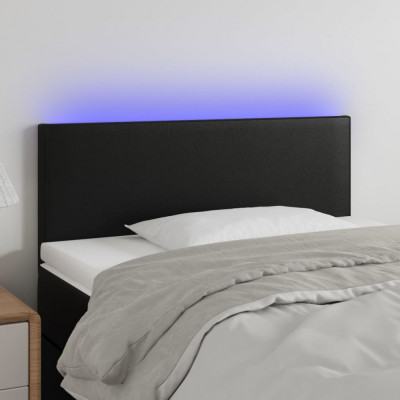 Tablie de pat cu LED, negru, 80x5x78/88 cm, piele ecologica GartenMobel Dekor foto
