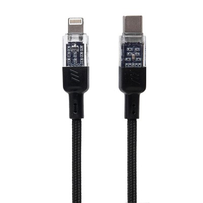 Cablu Date si Incarcare cu invelis Textil, Hoco U129, USB-C la Lightning, 27W, Fast Charging, Lungime Cablu foto