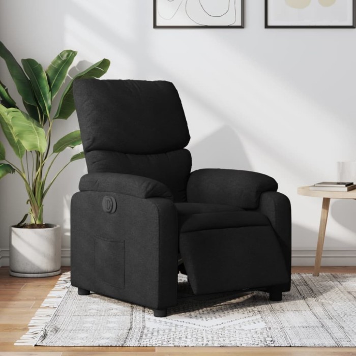 Gossi fotoliu rabatabil electric, negru, material textil