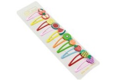 Set 10 clame de păr pentru fetițe, model fructe, multicolor