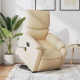 vidaXL Fotoliu electric de masaj rabatabil cu ridicare, crem, textil
