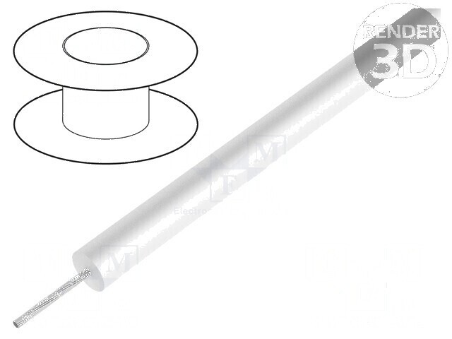 Cablu de s&acirc;rmă HookUp Wire litat cu silicon alb -40&divide;200&deg;C 5kV 30,5m