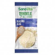 Rondele din Orez cu Glazura Cicolata Alba Sano Vita, 66g, Rondele Dulci, Rondele Orez, Rondele Orez Sano Vita, Rondele Orez Simple, Rondele cu Ciocola