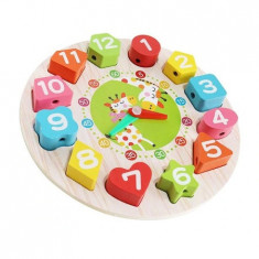 Jucarie educativa Ceas si Puzzle din lemn, 7Toys