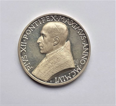 Medalie Vatican Papa Pius XII 1956 argint foto