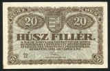 q725 UNGARIA BANCNOTA DE 20 filler 1920 serie 22 APROAPE NECIRCULATA aUNC