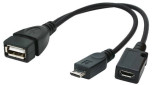 Cablu Gembird USB OTG AF to micro BM + micro BF Black