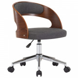 Scaun de birou pivotant, gri, lemn curbat si material textil