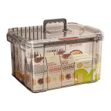 Cutie de depozitare pentru alimente, jucarii, accesorii, portabila, 38.5x27.5x22 cm, transparent-gri, Oem