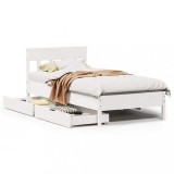 Cumpara ieftin Cadru de pat fara saltea, alb, 90x200 cm, lemn masiv pin