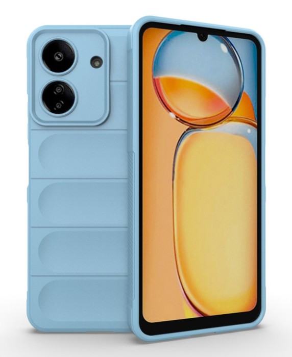 Husa Wave din Silicon compatibila Xiaomi Redmi 13C Anti-Shock, Albastru deschis