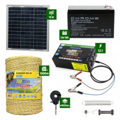 Pachet gard electric cu Panou solar 3,1J putere cu 1000m Fir 160Kg