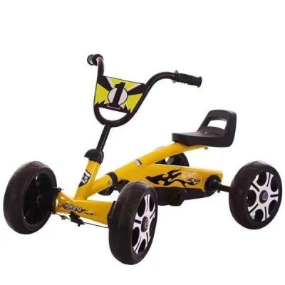 Kart pentru copii cu cadru metalic si roti EVA galben foto