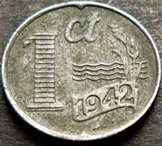 Moneda ISTORICA 1 CENT - OLANDA, anul 1942 *cod 572 = OCUPATIE NAZISTA