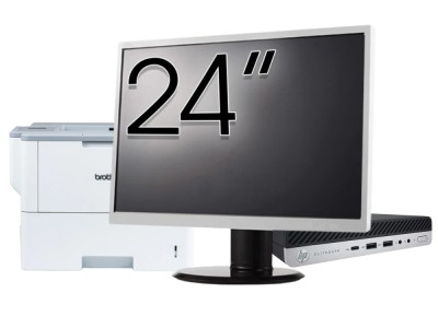 Pachet Calculator Second Hand HP EliteDesk 800 G5 Mini PC, Intel Core i5-9500T 2.20 - 3.70GHz, 8GB DDR4, 256GB SSD + Monitor 24&amp;amp;quot; &amp;amp; Imprimanta Bro foto