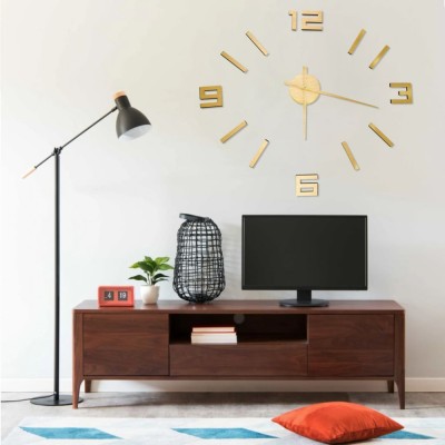 Ceas de perete 3D, auriu, 100 cm, XXL, design modern foto