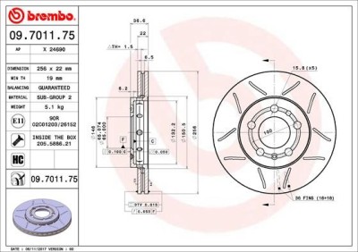 BREMBO 09.7011.75 XTRA LINE - Max Disc frana foto