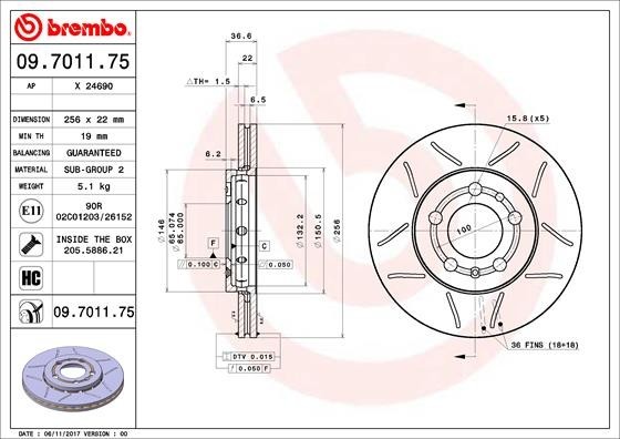 BREMBO 09.7011.75 XTRA LINE - Max Disc frana