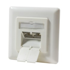 PRIZA RJ-45 aplicabila cu 2 iesiri LOGILINK pt. cablu FTP, Cat6, RJ-45 (M) x 2, ecranat, plastic cu metal, pure white, 1 buc, &amp;quot;NP0023&amp;quot; foto