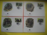 HOPCT PLIC FDC S NR 315 SET 4 FDC -FAUNA- GORILE RWANDA 1985 -NECIRCULAT