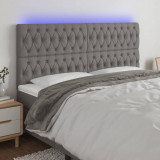 VidaXL Tăblie de pat cu LED, gri &icirc;nchis, 180x7x118/128 cm, textil