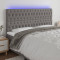 vidaXL Tăblie de pat cu LED, gri &icirc;nchis, 200x7x118/128 cm, textil